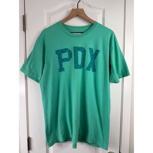 Portland Gear PDX T-Shirt Adult XL Green Oregon Airport Carpet USA Made